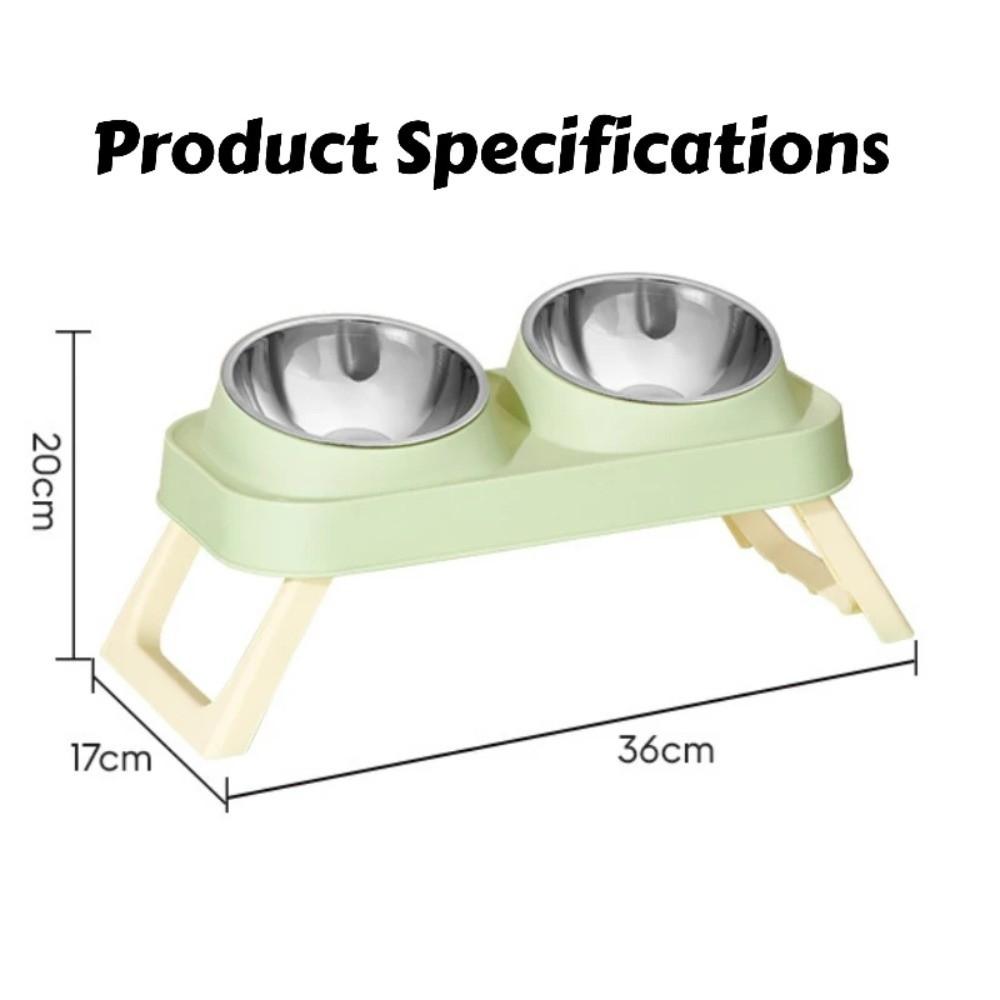 New Portable Pet Feeder 15° Elevated Stainless Steel Cat Bowl Non-Slip Base Foldable Dog Bowls for Dogs