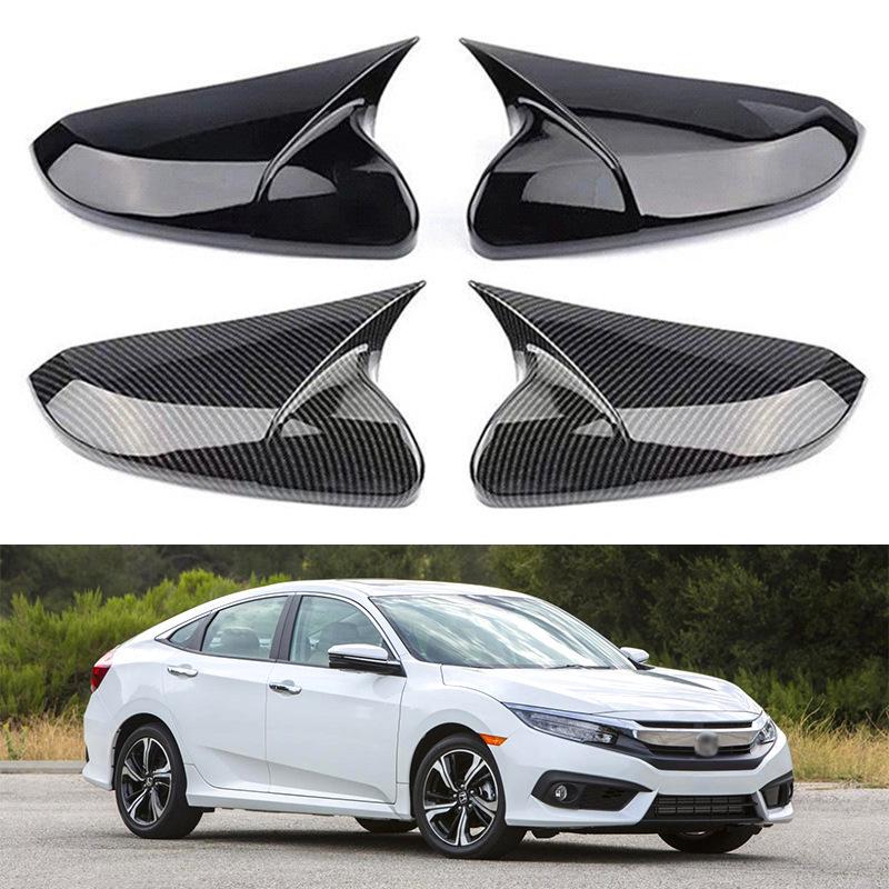 Carbon Fiber Pattern Rearview Mirror Cover for 2016-2021 Tenth-Gen Civic - Glossy Black