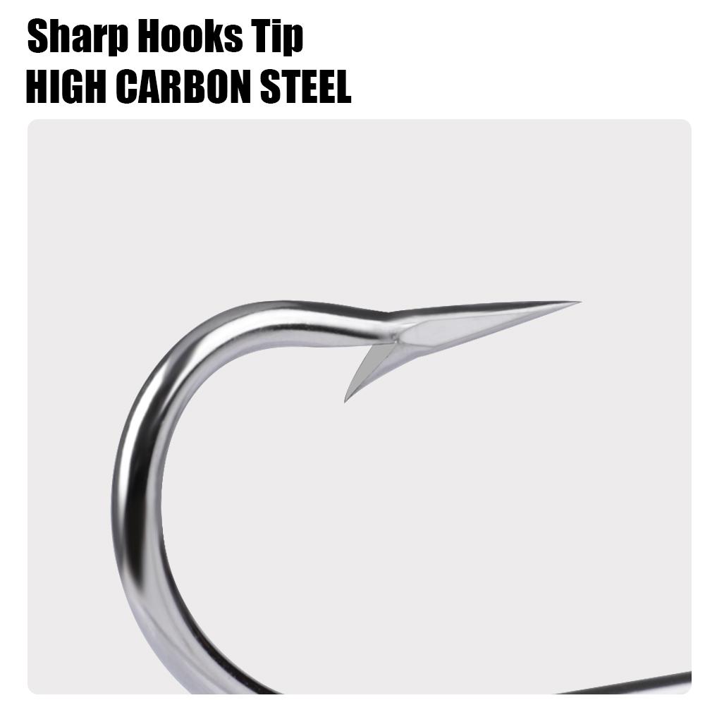 FTK High Carbon Steel Fishing Hooks 30-100Pcs Fishing Hooks Strong Sharp Needle Point Barbs Ringed Eye Fishing Octopus Hooks