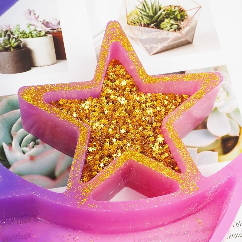 Diy Crystal Glue Mold Moon Star Smiley Face Storage Box Big Tray Set Table Lunar Eclipse Ornament Silicone Mold