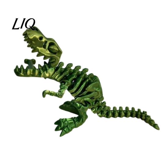 Dinosaur Figure Toy 3D Printed Figure, Movable Joints Smooth Opening Decoration, Desktop Ornament Gradient Metallic Texture Mini Bone Accessories