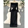 Pure Desire Sexy Waist-Tight Swing Collar Split Socialite Dress