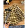 Women's High Waist Plaid Wool Skirt - Spring 2025 College Style Petite Skirt