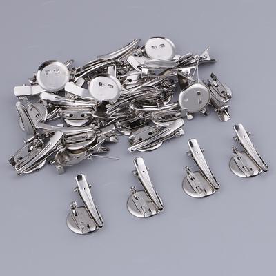 30 peças de base de broche redondo grampos de cabelo cabochão pinos de bandeja em branco 20 mm