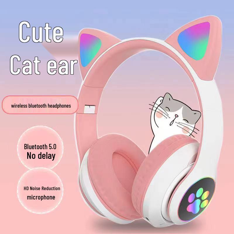 Luminous Cat Ear Bluetooth Headphones - Wireless Over-Ear with Ultra-Long Battery Life