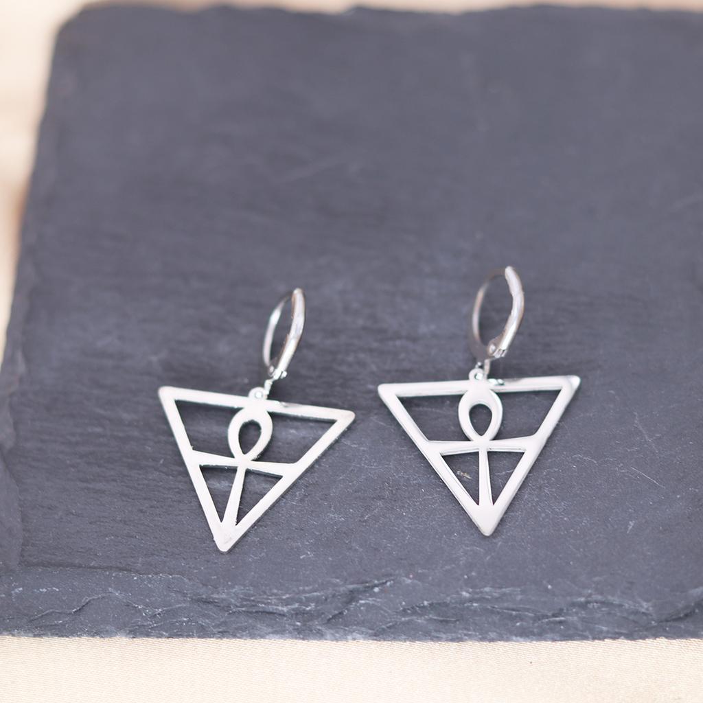 Kinitial Stainless Steel Unicorn Ankh Triangle Cross Snowflake Dandelion Mermaid Earrings For Women Trendy Piercing Jewelry