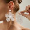 1 Pair Trendy Elegant Ear Accessories Jewelry Temperament Exaggerated Imitation Pearl Large Flower Pendant Earrings For Women