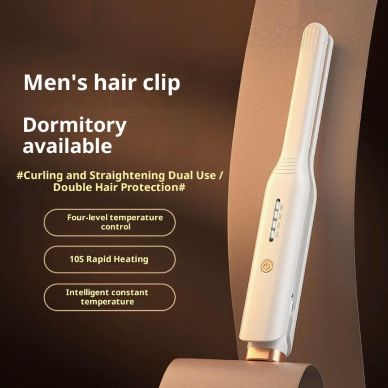 Piastra e Arricciacapelli Portatile da Uomo Doppio Uso Viaggio Ceramica Riscaldamento Rapido Capelli Corti Strumento di Styling da Viaggio