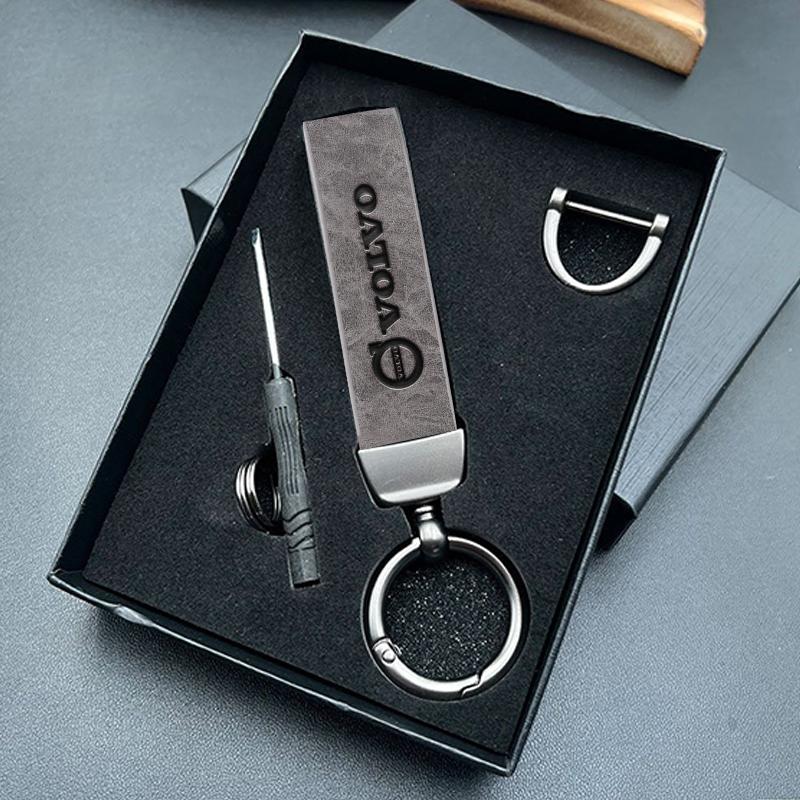 Leather Car Keychain Keyring Key Ring Chain Pendant For Volvo Rdesign V90 XC40 V60 S60 V70 XC60 T6 S90 Polestar XC90 V40 V50 AWD