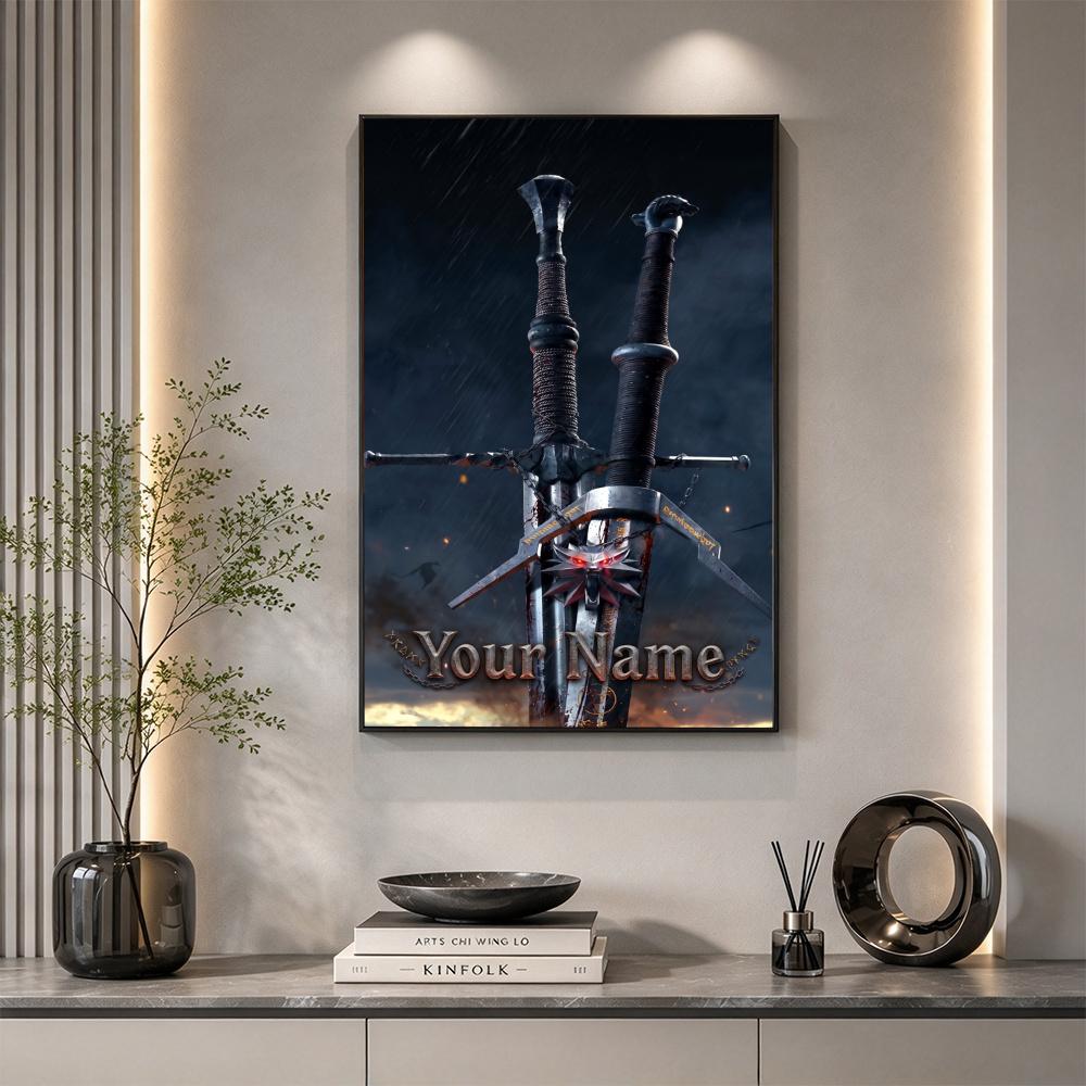 The Witcher 3 Customize Your Name Diamond Painting Round Diamond Diy Frameless Holiday Artwork Suitable For Home Office Wall Decoration