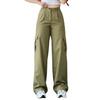 Y2K Women Wide Leg Joggers Trousers Vintage Cargo Pants Streetwear Korean Harajuku Parachute Pants Beige Sweatpants
