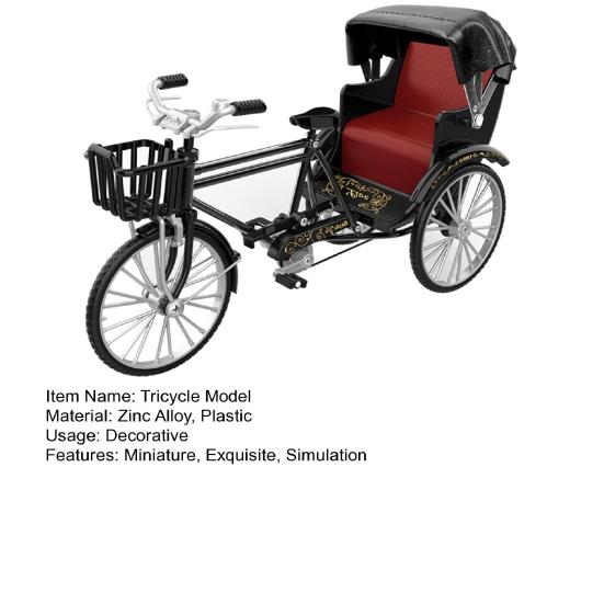 Dreirad Modell Nostalgischer Retro Stil Ausziehbarer Baldachin Bewegliche Kette Simulationsfahrrad Ornament 0,0486111111111111 Miniaturlegierung