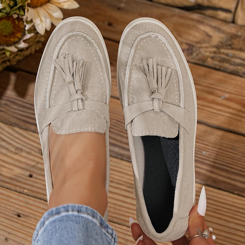 New Women Loafers Handmade Tassels Decoration Shoes Women Solid Casual Boat Shoes Daily Office Concise Woman Flats Sneakers