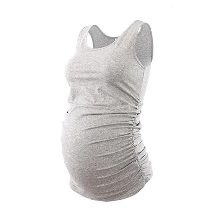 Maternity Basic Tank Top Mama Clothes Sleeveless Women's Solid Side Ruching Vest