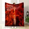 A Sword Surrounded by Vivid Flames with Bold Biblical Text. for All Seasons Blanket Lunch Break Throw Gift