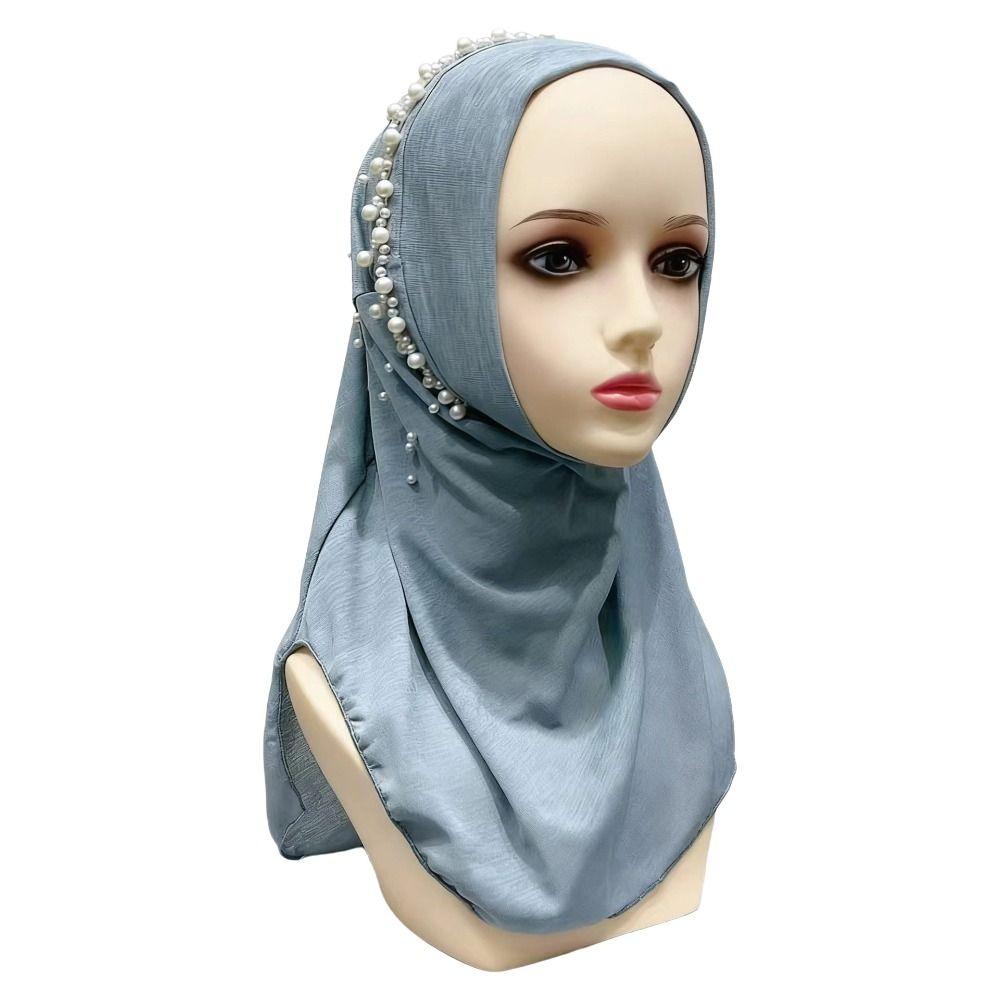 Elastic Fit Women Turban Cap Pull On Pull On Head Wrap Gift Idea Beaded Hijab Scarf  Muslim Women