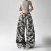 Amerikanska Retro Kamouflage Vida Byxor Dam Lös Chic Klädsel Casual Overaller Elastisk Dragskoband Midja Casual Byxor, Streetwear Byxor