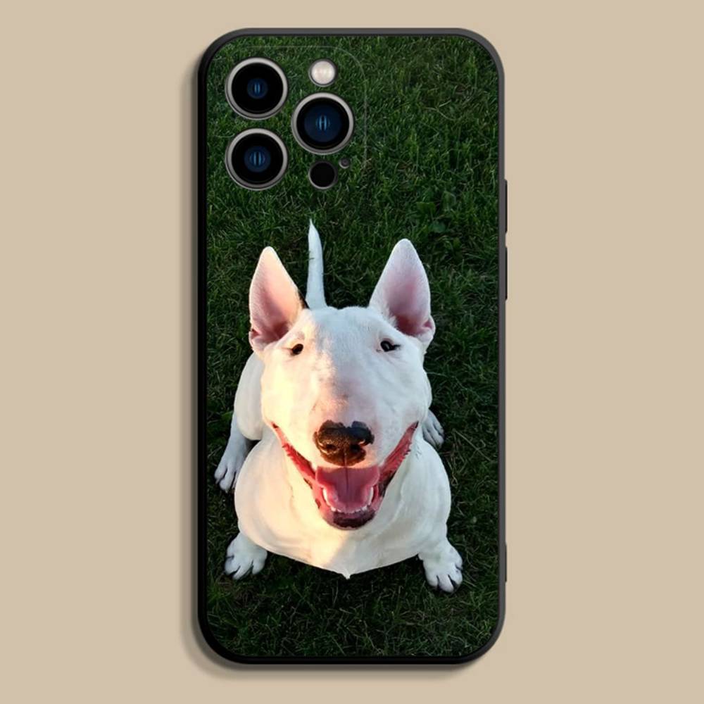 Funny Bull t-Terrier Dog Phone Case For iPhone 17,16,15,14,13,12,Pro,Max,Plus,E,SE4,Air,Mini Black Soft Cover