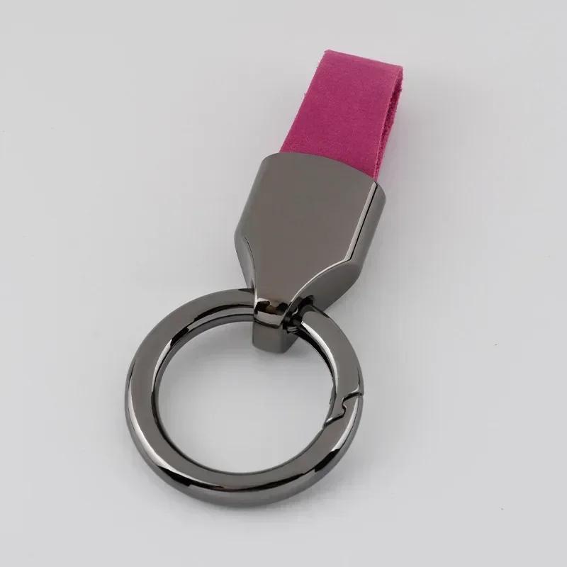 Retro Vintage Personalized Keyring Custom Logo Name Car Key Chain Laser Engrave Nubuck Leather Keychain for Men and Women Gift