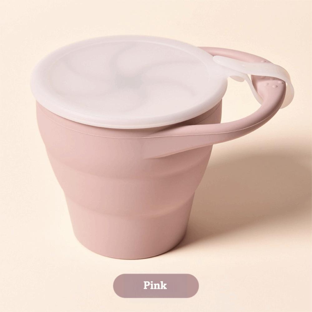

Foldable Design Portable Food Storage Box Silicone Portable Design Baby Snack Cup Handheld With Lid Snacks Container Kids Use розовый