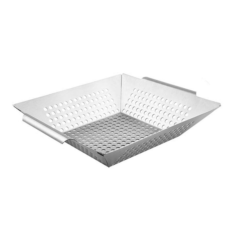 Quadratische Edelstahl-Grillpfanne - Outdoor-Grillwerkzeug