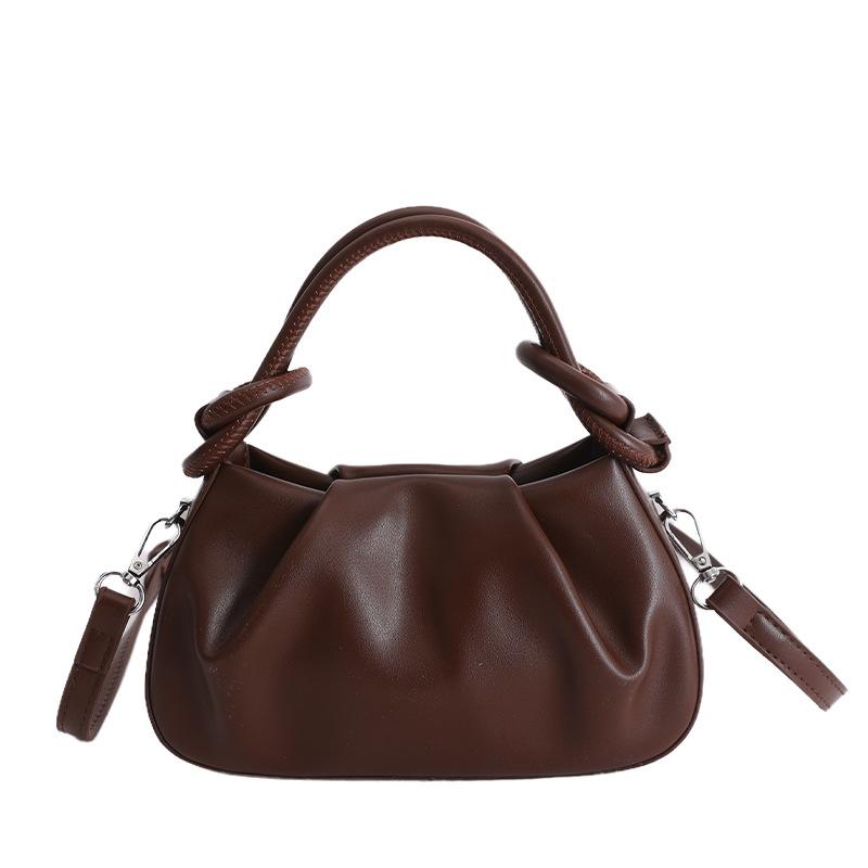 High End Trend Solid Color Pleated Design Messenger Bags Women Simple Temperament PU Leather Shoulder Bag Exquisite Handbags