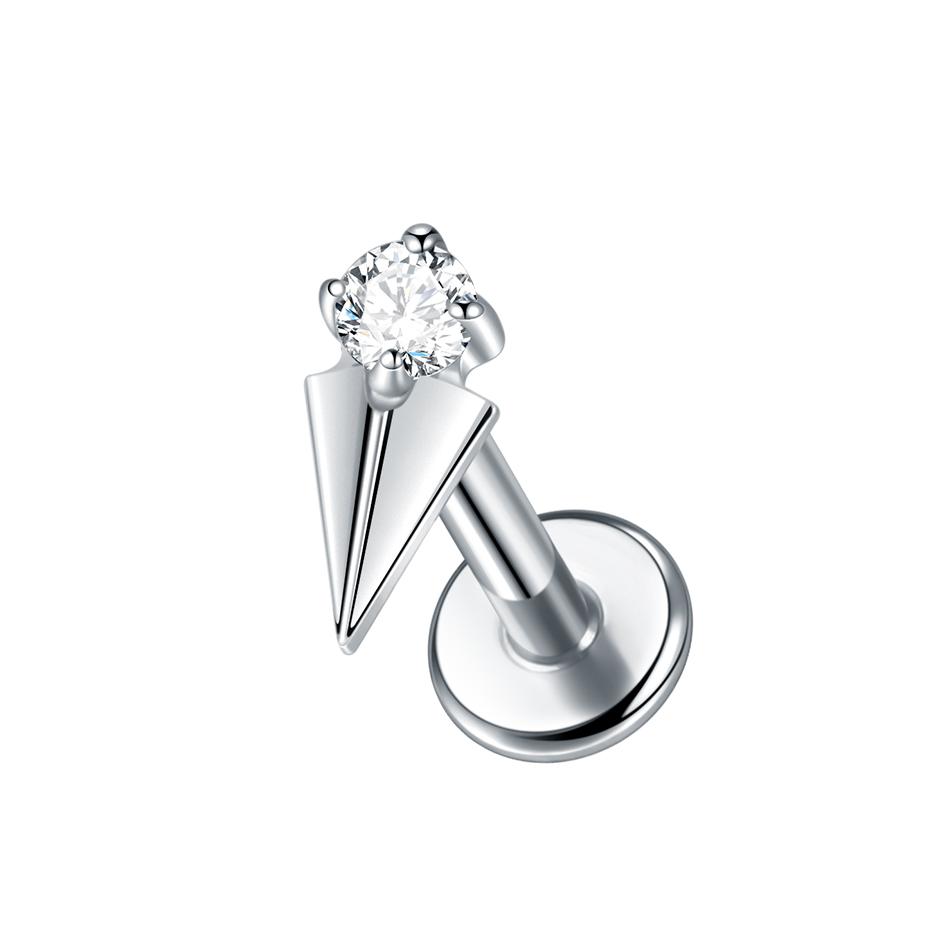 1Pc G23 Titanium Cz Crystal Ear Cartilage Tragus Helix Daith Piercing Internal Thread Lip Stud Labret Piercing Body Jewelry 16G