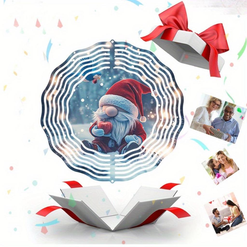Christmas Gnome Wind Spinner 3D Metal Kinetic Art for Outdoor Garden Yard Decor Holiday Thanksgiving No Battery Needed Durable