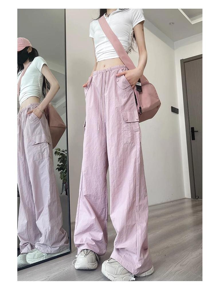 Damen Cargo Hose Rosa: Sommer 2025 Leicht Petite Schnelltrocknend Weitbein Sportlicher Stil