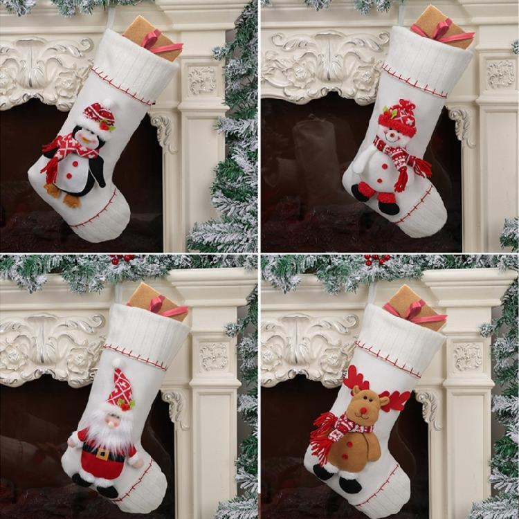 Christmas Stocking for Fireplaces Decoration Stylish Hanging Gifts Bag Santa/Snowman/Elk/Penguins Party Supplies