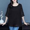 Women's Plus Blouse Summer Quarter Sleeve Loose Thin Chiffon Top Crewneck Shirt