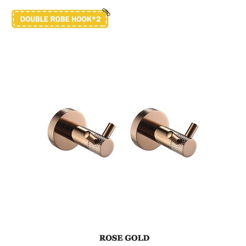 Rose Gold Wall-Mounted Stainless Steel Bath Towel Rack Toilet Paper Holder Towel Bar Robe Hook Cup Holder Bathroom Accessories