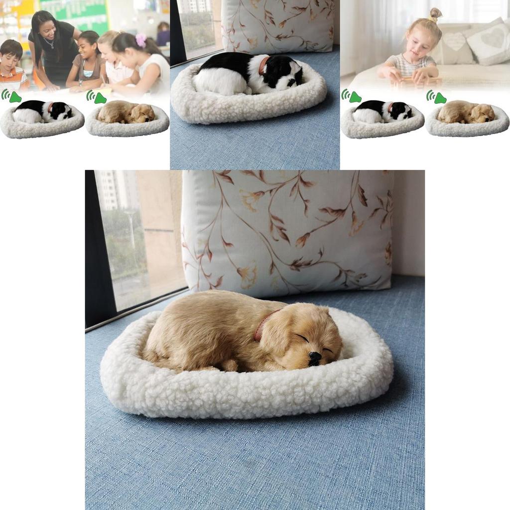 Perro de peluche realista con respiración, decoración para el hogar con piel sintética para fotografía y regalo.