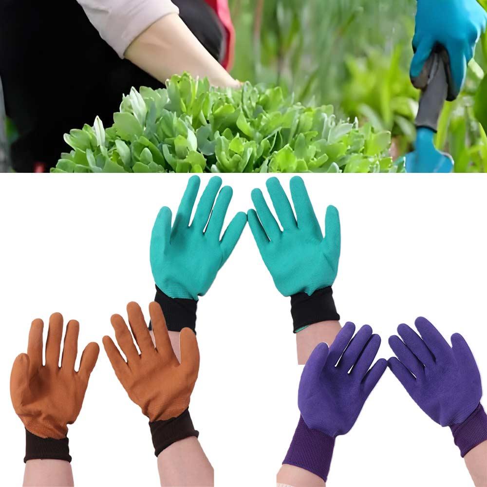 4Pairs Permeable Fabric Gardening Gloves Latex Material Protective Gloves Latex Gloves  Digging