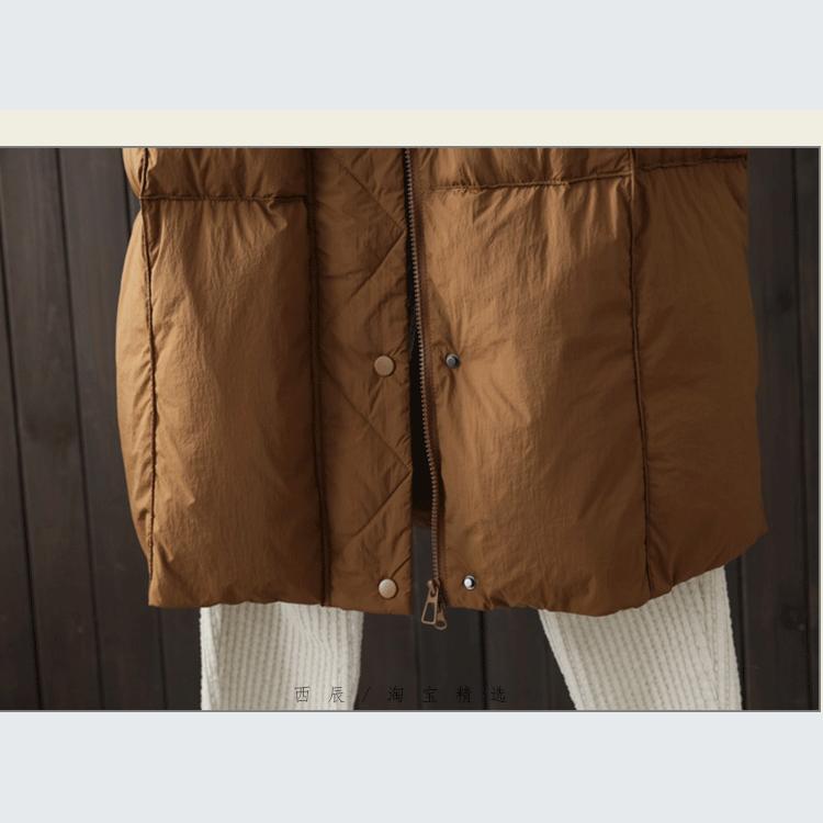 Women White Duck Down Long Jacket Casual Loose Autumn Winter Outwear Hood Warm Coat Big Pockets Korean Style