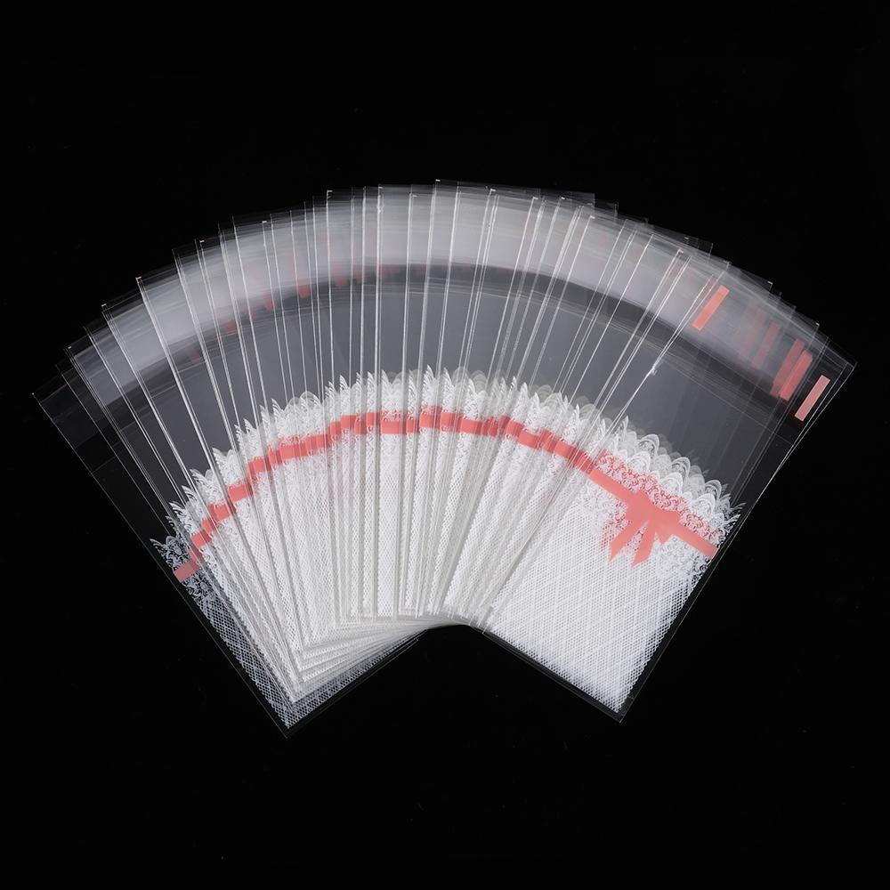 100pcs/lot Cute Bow Wedding Favors Self-Adhesive Gift Packages Plastic Pocket OPP Bags Lipstick Bag
