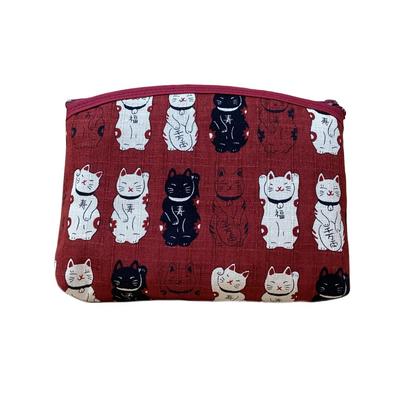 Kyosuke Made In Japan 12 X Perfect for and with a Japanese Cat Manpukuya Cat Red Women's Pouch, Approx. 15.5cm, Cosmetics, Accessories, Carrying,