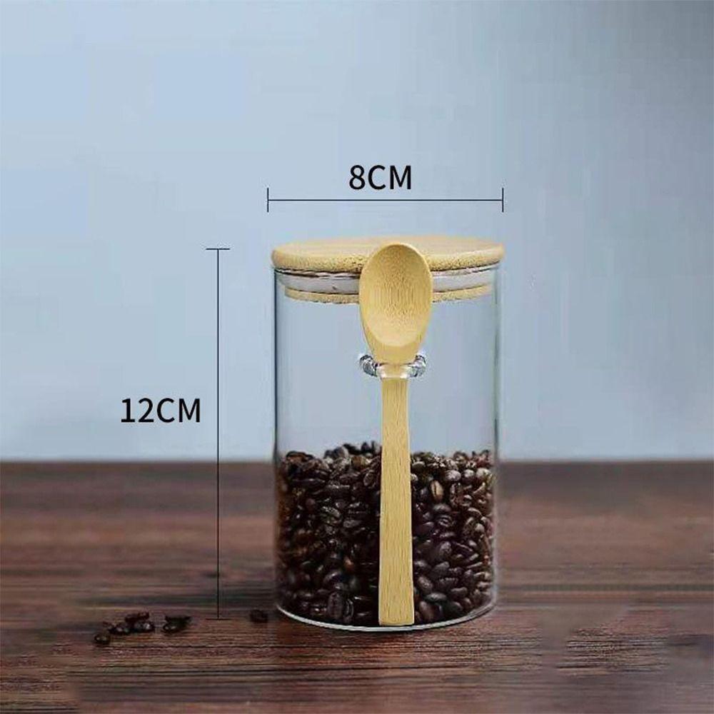 

Прозрачная герметичная банка с бамбуковой крышкой, органайзер для станции кофе-бара, кухонные принадлежности 02