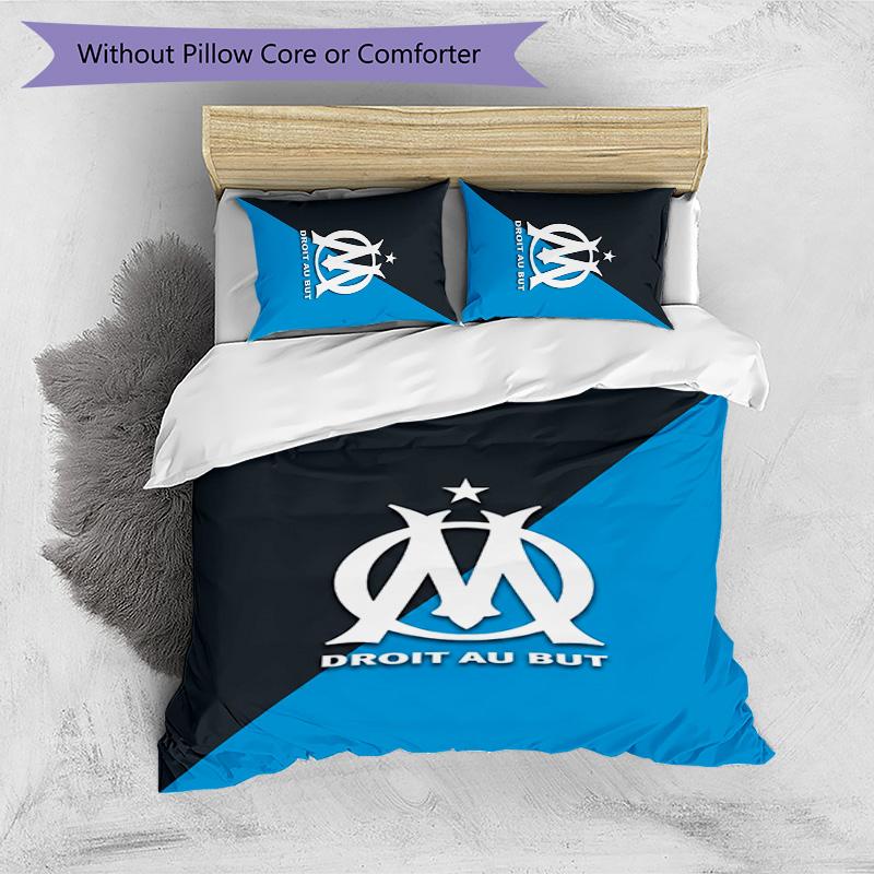 Olympique Lyonnais FC Printed 3PCS Bedding Set Breathable Duvet Cover with Pillowcases Decorative Bed Linen for Bedroom Home