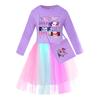 Kids Girls Anime Cartoon POP Singer Super Star Rumi Zoey Mira Print Mesh Rainbow Round Neck Casual Cotton Dress