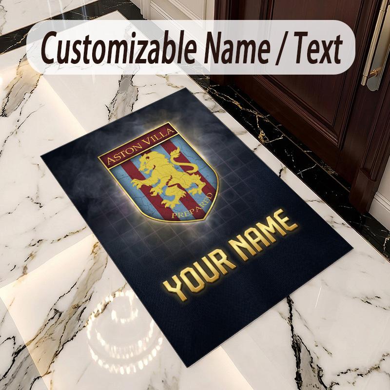 Crystal Velvet Rug Aston Villa Print Custom Name Text Floor Mat Home Decor
