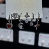 6pcs Set Earring Silver Color Star Dangle Earrings Vintage Metal Geometric Drop Earring for Women Fashion Trendy Y2K Jewelry