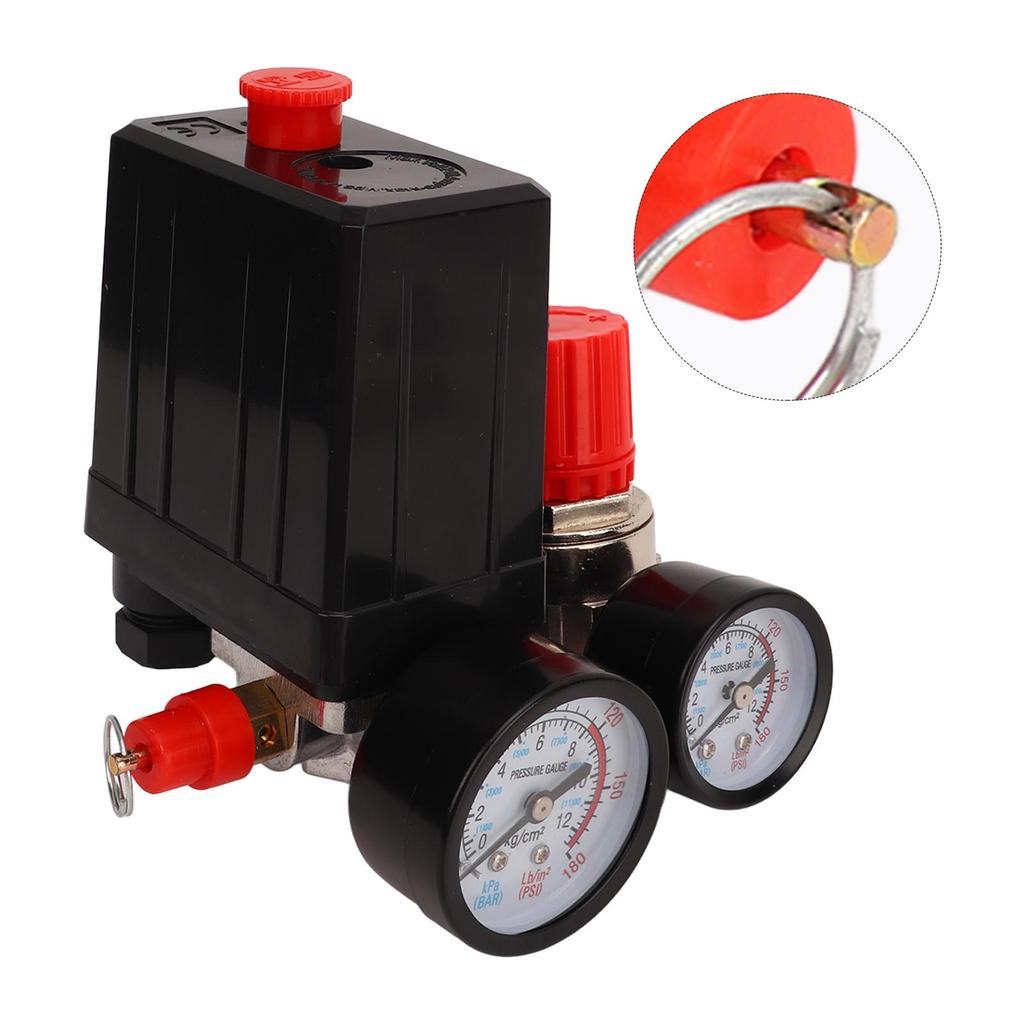 Presostat Compresor Aer 0~180PSI Kit Robinet Sferic cu Racord Piese de Schimb Accesorii