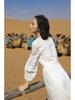 Spring/Summer 2025 Women's White Pure Cotton V-neck A-line Long Dress - F2075
