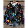 Womens Oversized Hooded Sweatshirt With Cartoon Animal Print Casual Streetwear Top Fall 2025