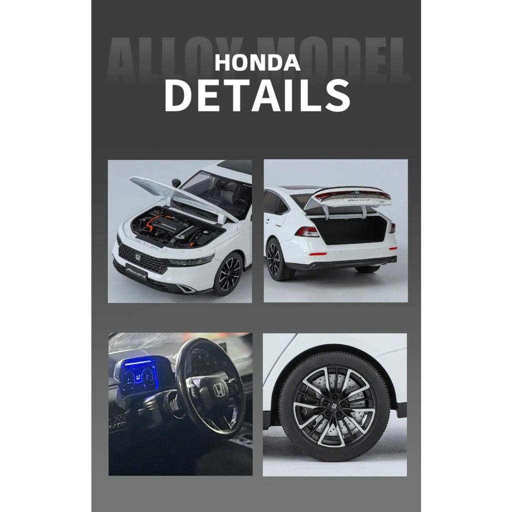 New 1/18 HONDA Accord Alloy Car Model Diecasts Metal Vehicles Car Model High Simulation Sound and Light Collection Kids Toy Gift