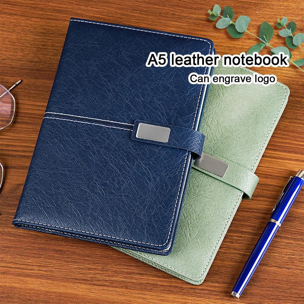 (Logo Engraving Possible) A5 Thick Leather Business Notebook, Work Notebook, Meeting Record Book, Student Subject Notes, Diary, Travel Log