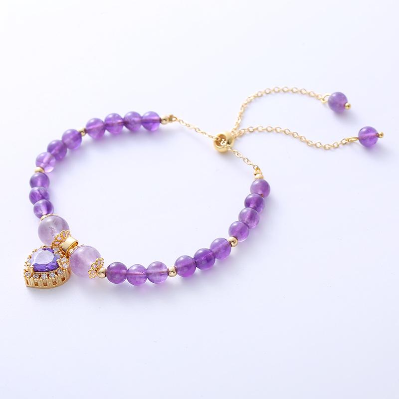 

Adjustable natural amethyst bracelet Bangles Women Fashion Jewelry accessories Gift фиолетовый