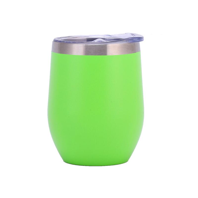 Custom 12oz Stainless Steel Double Layer Eggshell Insulated Vacuum Thermos Coffee Cup Outdoor Mini Egg Shaped Cup Mug with Lid