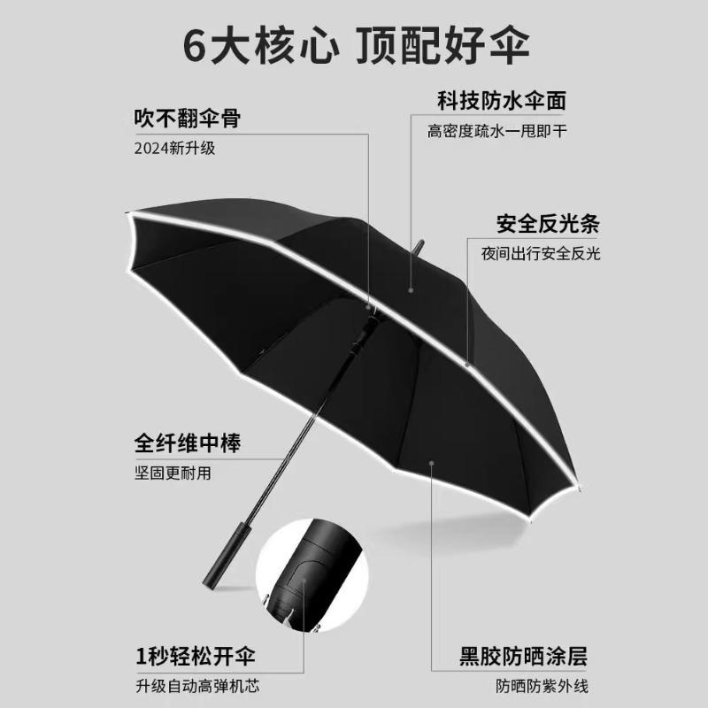 Long-handled umbrellas Men's and women's oversized automatic reinforcement Rainstorm strong wind-resistant straight pole umbrella